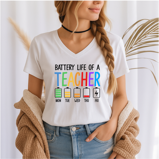 Teacher Battery Life - Funny Teacher Cotton T-Shirt
