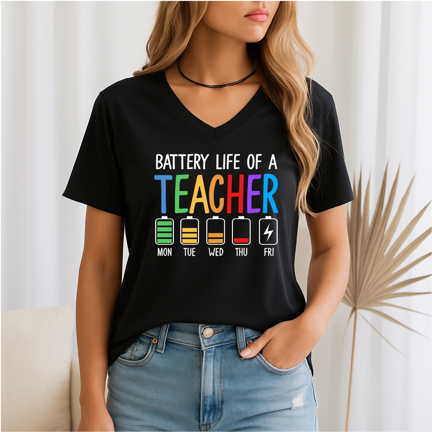 Teacher Battery Life - Funny Teacher Cotton T-Shirt