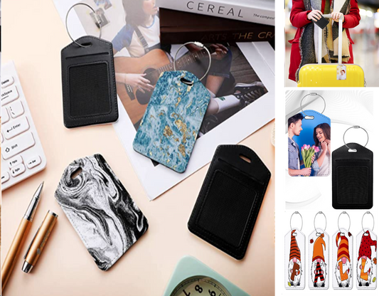 Leather rounded edge luggage tags