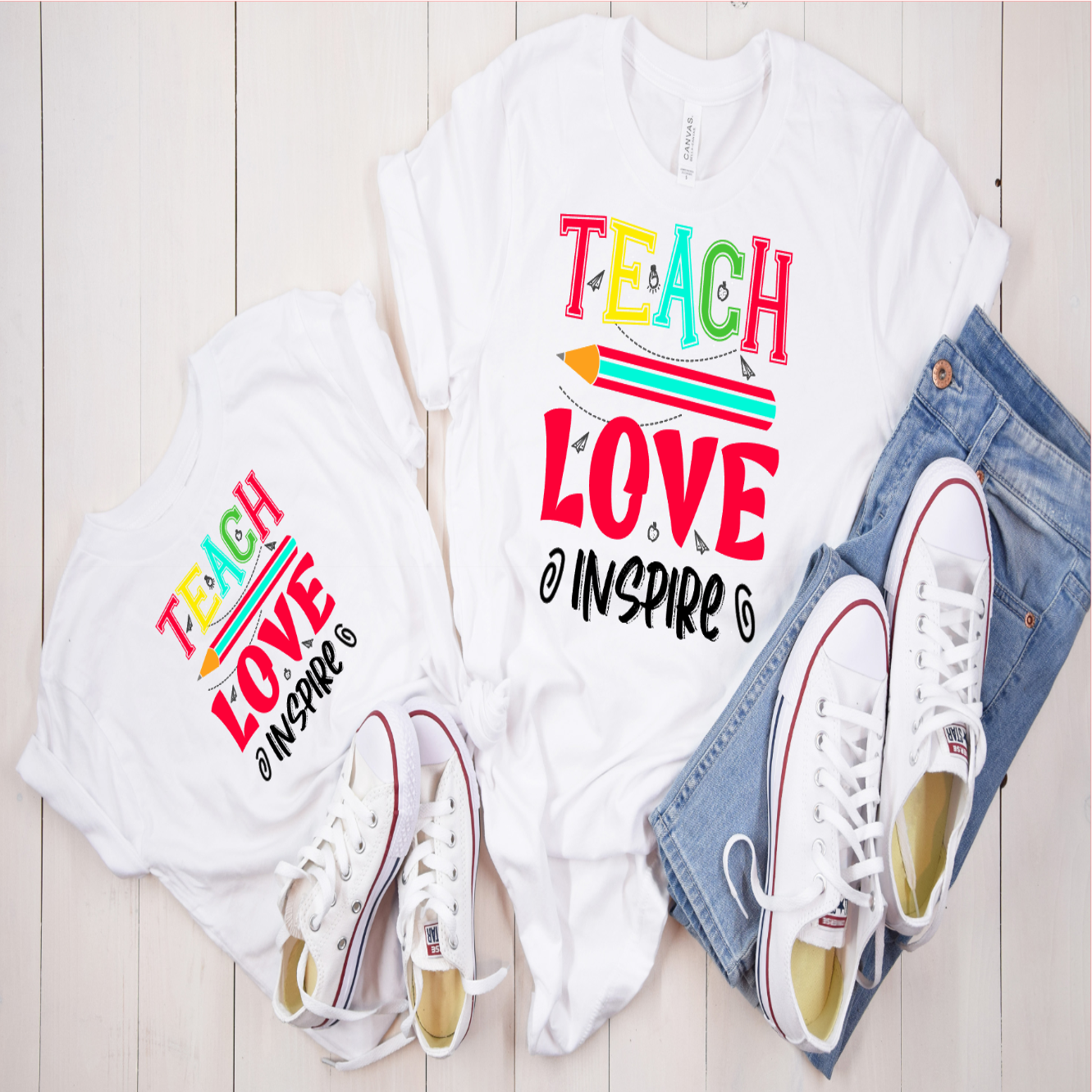 Teach love inspire - Teacher Cotton T-Shirt