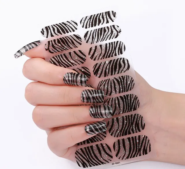 Black Zebra Gel Nails