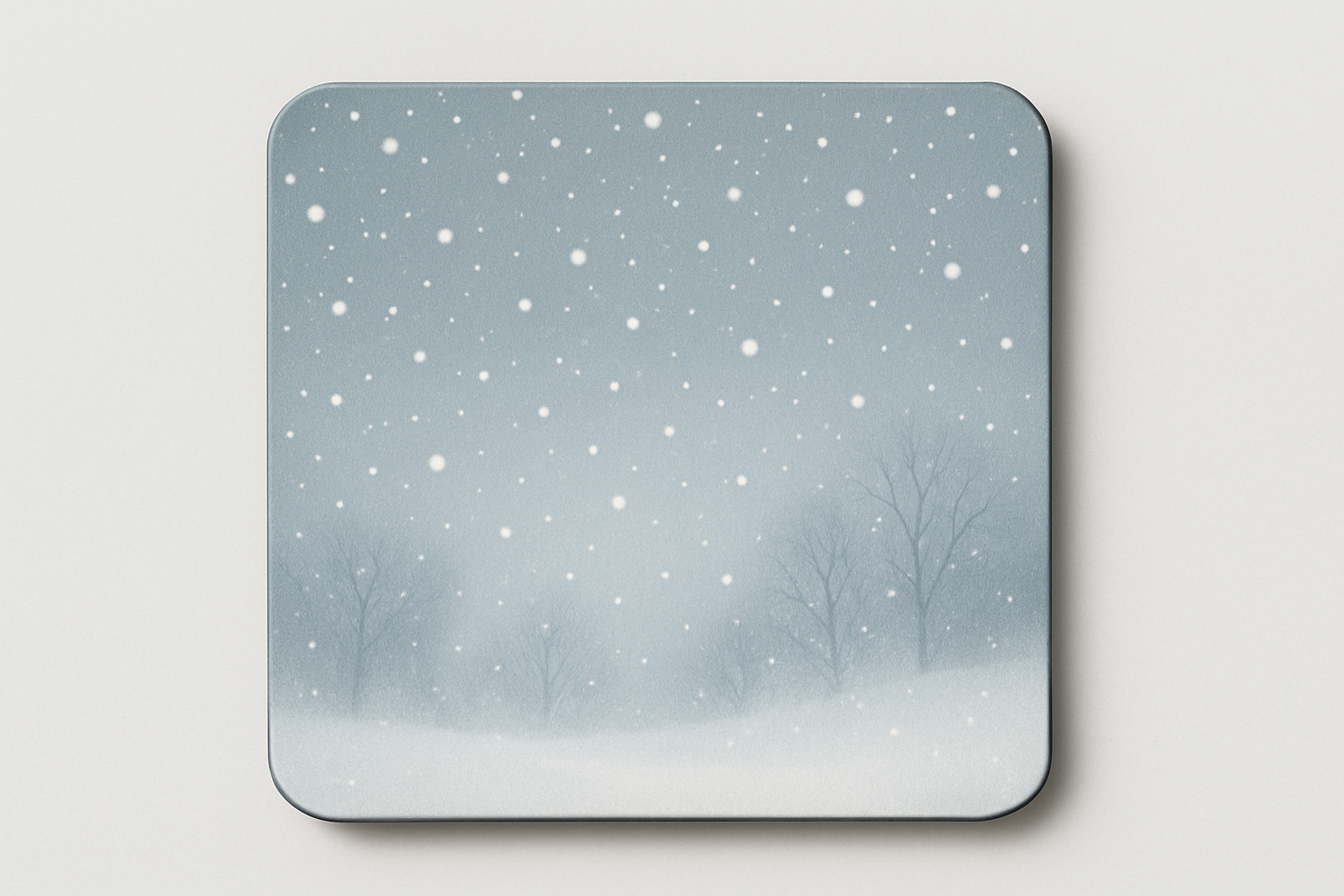 square coaster that has snow fall for winter