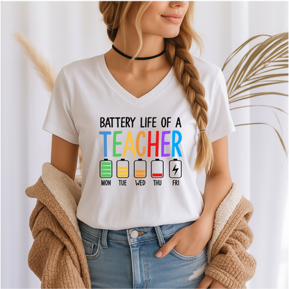 Teacher Battery Life - Funny Teacher Cotton T-Shirt