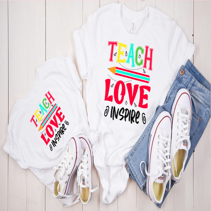 Teach love inspire - Teacher Cotton T-Shirt