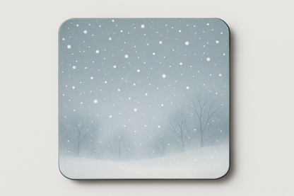 square coaster that has snow fall for winter
