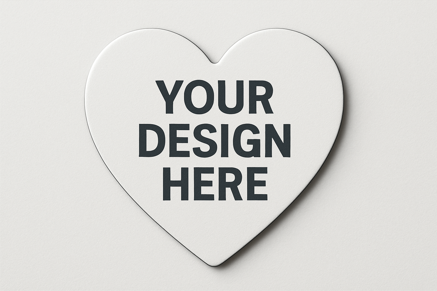 white 2.9x2.56 inch heart shape magnet that says your design here