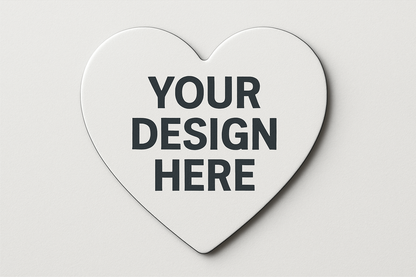 white 2.9x2.56 inch heart shape magnet that says your design here